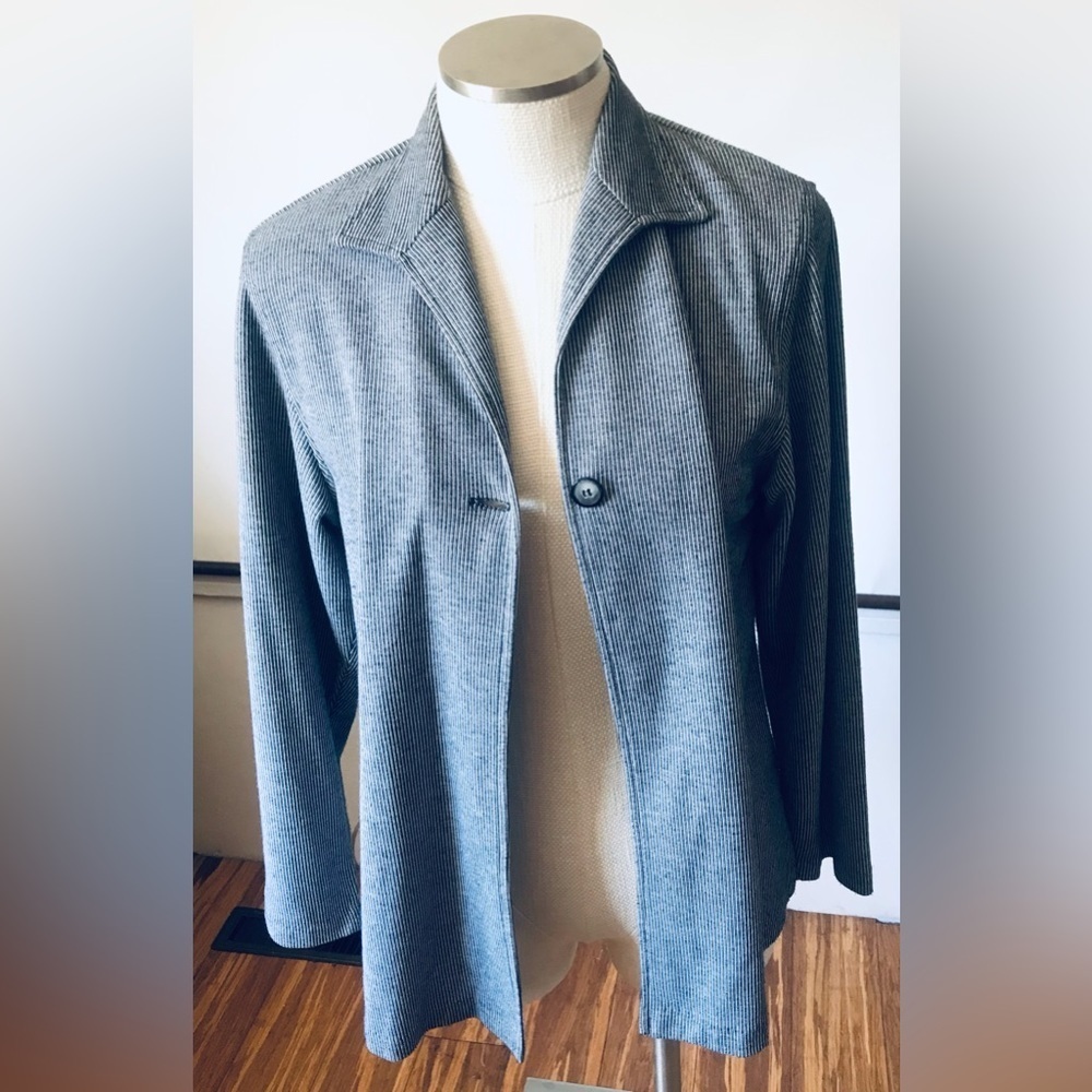Vintage Clio One Button Striped Dress Suit Jacket Made in USA - Picture 3 of 7